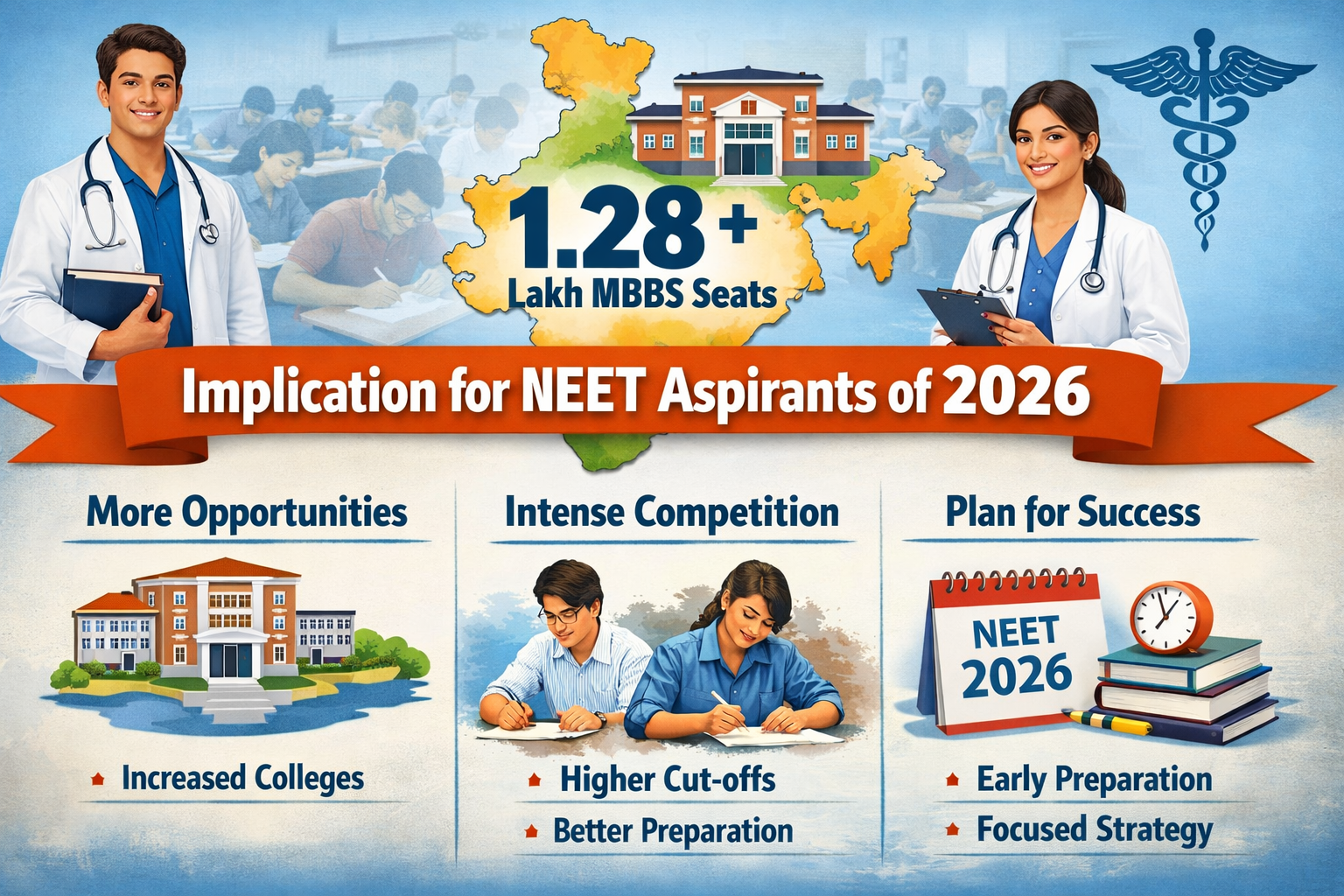 Over 1.28 Lakh MBBS Seats in India: Implication for NEET Aspirants of 2026